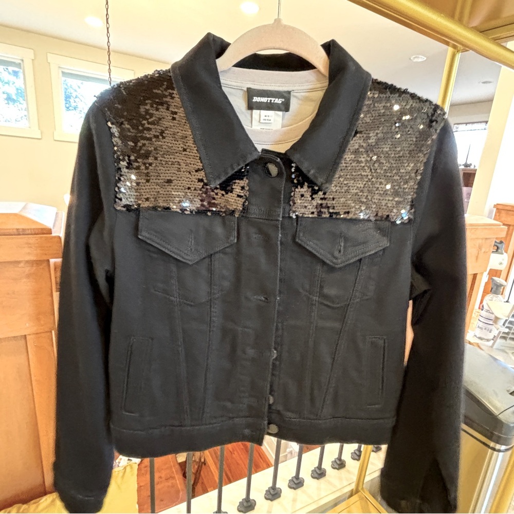 Black sequin denim jacket